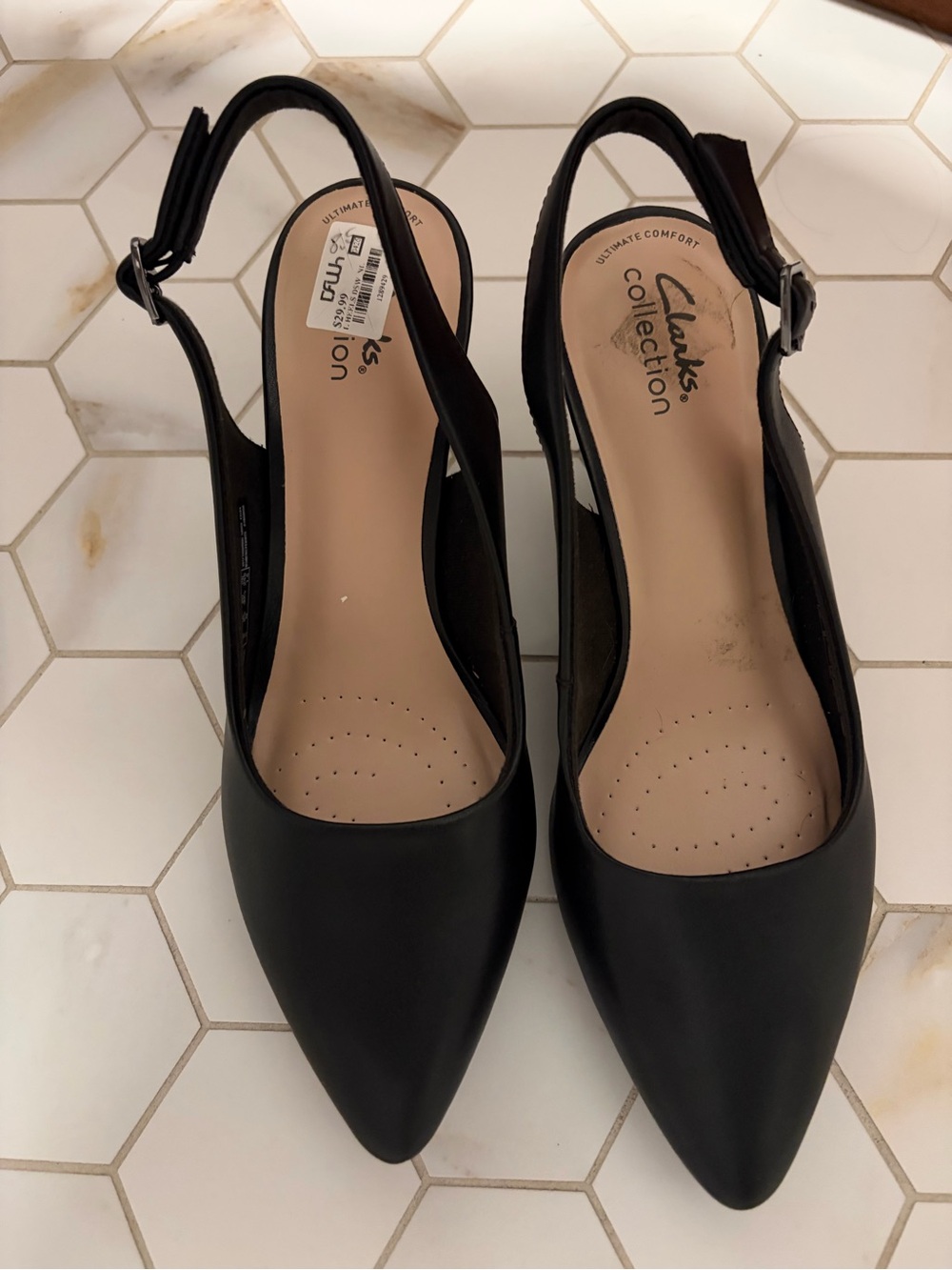 Clarks womens Slingback point Kitten Heel Pumps Kataleyna leather new 3” 8.5 - Picture 14 of 14